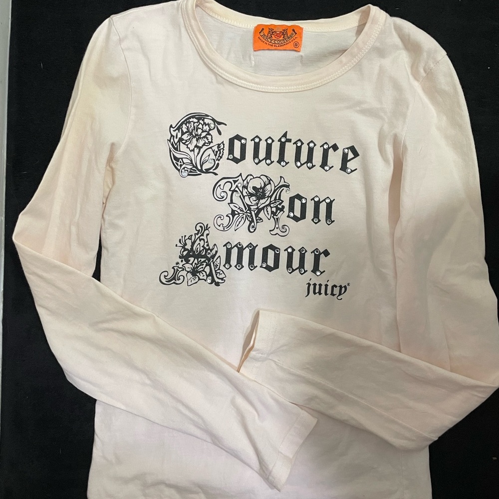 Original 2000’s Juicy Couture Mon Amour Pink Long Sleeve Shirt- Size Small
